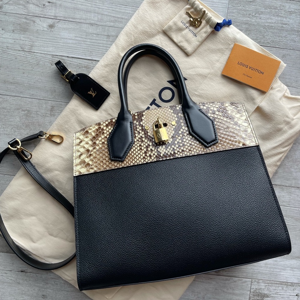 NEW! LOUIS VUITTON City Steamer Bag Leather/Python
